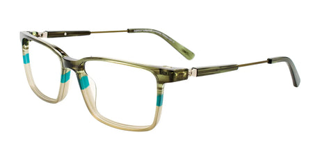 EasyClip EC600 Eyeglasses with Clip-on Sunglasses Green & Dark Green & Lt Brown