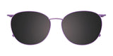 The EasyClip EC601 Eyeglasses, sized at 52, boast a stylish purple frame with dark lenses and are designed to seamlessly integrate clip-on sunglasses functionality.