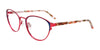 EasyClip EC603 Eyeglasses with Clip-on Sunglasses | Size 55 / Sat Blue & Sh Red/Red Tort
