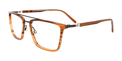 EasyClip EC606 Eyeglasses with Clip-on Sunglasses Str Brown & Dark Steel / Brown