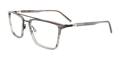 EasyClip EC606 Eyeglasses with Clip-on Sunglasses Striped Grey & Black / Grey