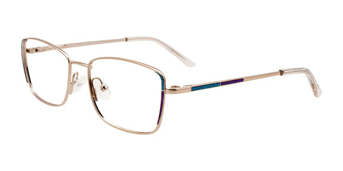 EasyClip EC607 Eyeglasses with Clip-on Sunglasses / Size 50 / Lt Brown & Spar Blue & Purple