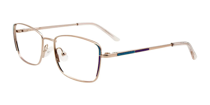 EasyClip EC607 Eyeglasses with Clip-on Sunglasses | Size 50 / Lt Brown & Spar Blue & Purple