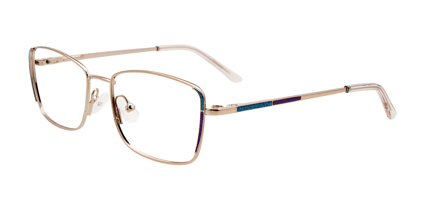 EasyClip EC607 Eyeglasses with Clip-on Sunglasses Lt Brown & Spar Blue & Purple