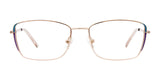 The EasyClip EC607 Eyeglasses with Clip-on Sunglasses, available in size 50, exhibit a gold wire-rimmed rectangular design on a clean white backdrop and include an EasyClip system that effortlessly converts them into polarized sunglasses.