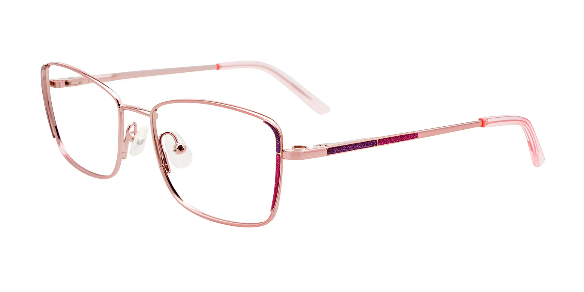 EasyClip EC607 Eyeglasses with Clip-on Sunglasses Sh Lt Pink & Spark Purp & Pink