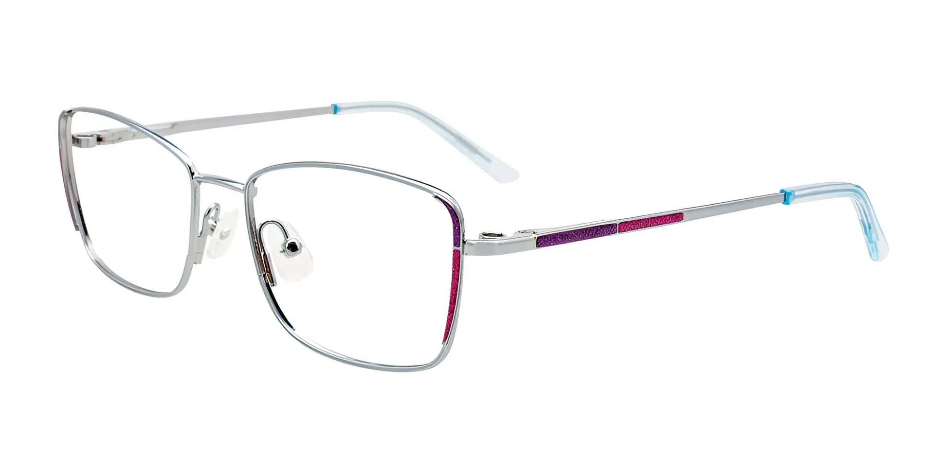 EasyClip EC607 Eyeglasses with Clip-on Sunglasses Sh Lt Blue & Spark Purp & Pink