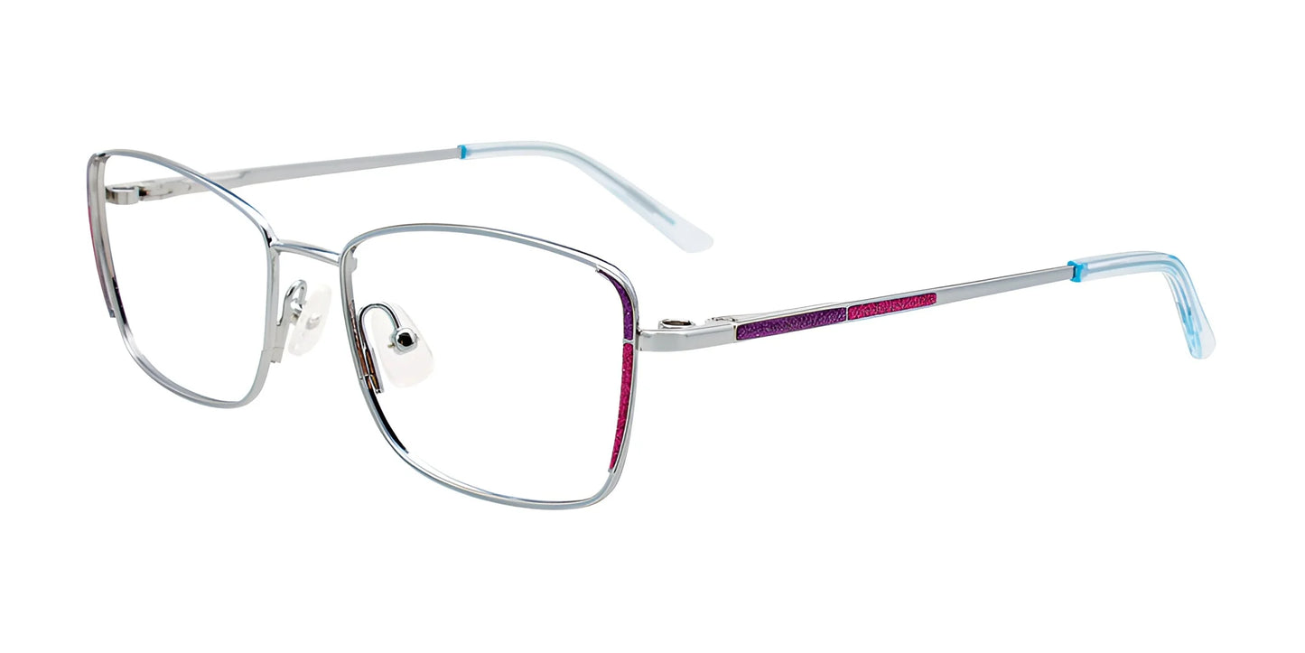 EasyClip EC607 Eyeglasses with Clip-on Sunglasses Sh Lt Blue & Spark Purp & Pink