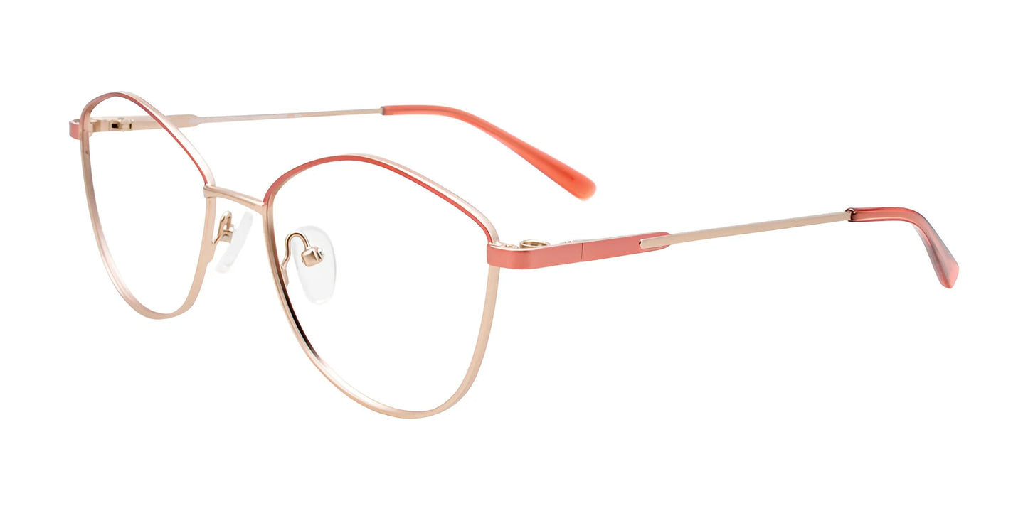 EasyClip EC608 Eyeglasses with Clip-on Sunglasses Coral & Pink Gold