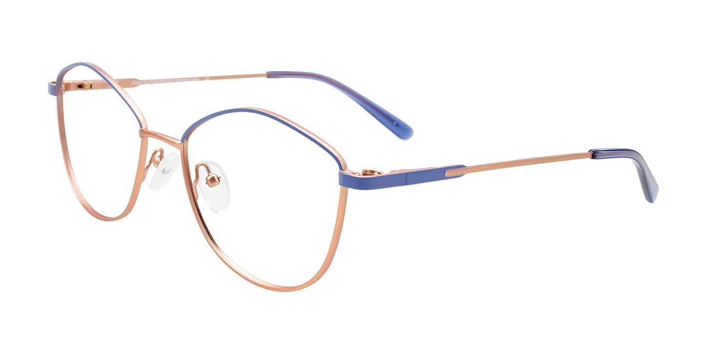 EasyClip EC608 Eyeglasses with Clip-on Sunglasses Blue & Light Copper