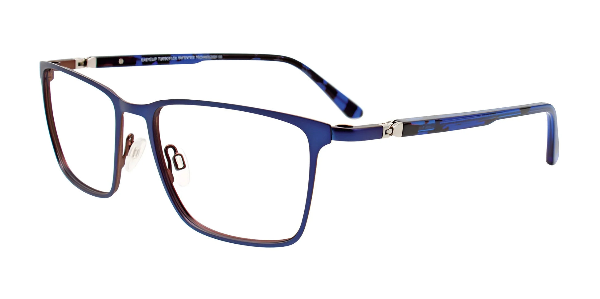 EasyClip EC613 Eyeglasses with Clip-on Sunglasses Blue & Brown / Tortoise Blue
