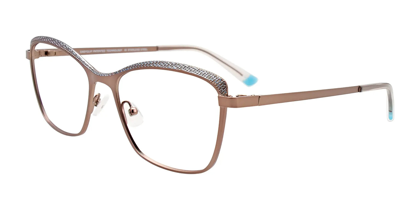 EasyClip EC615 Eyeglasses with Clip-on Sunglasses Lt Brown & Lt Blue