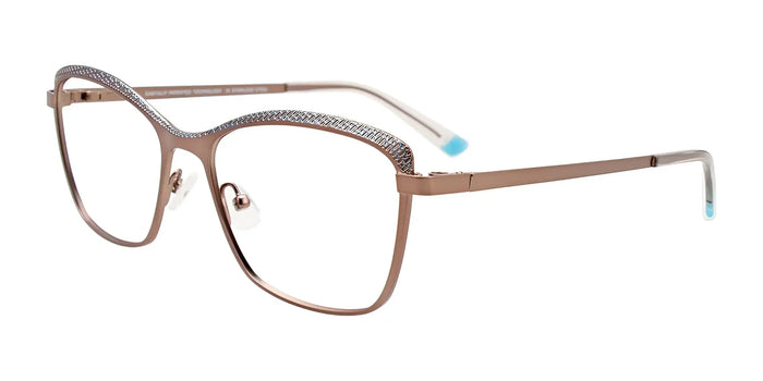 EasyClip EC615 Eyeglasses with Clip-on Sunglasses | Size 55 / Lt Brown & Lt Blue