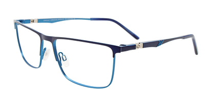 EasyClip EC616 Eyeglasses with Clip-on Sunglasses Navy Blue & Light Blue