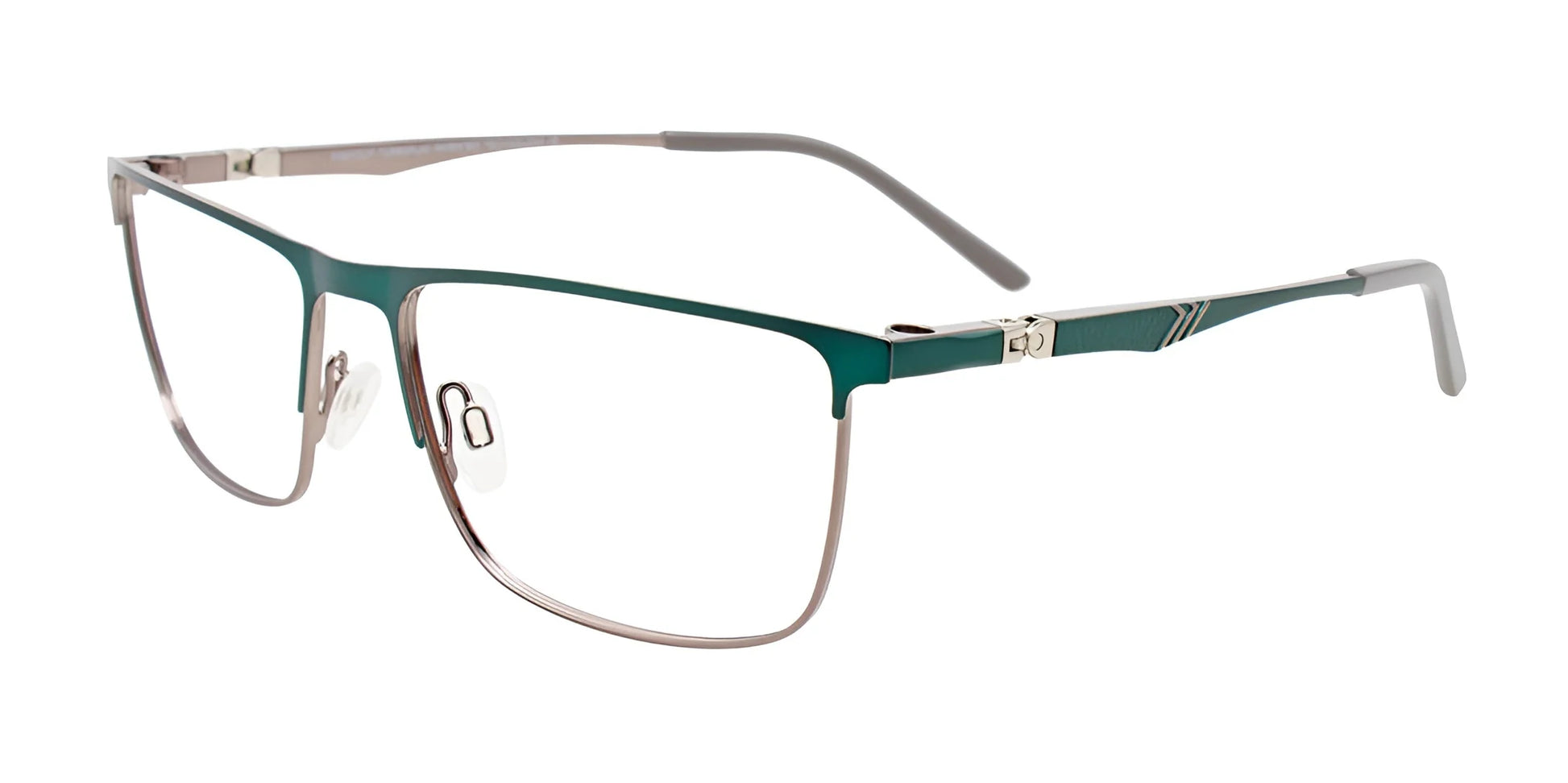 EasyClip EC616 Eyeglasses with Clip-on Sunglasses Green & Steel