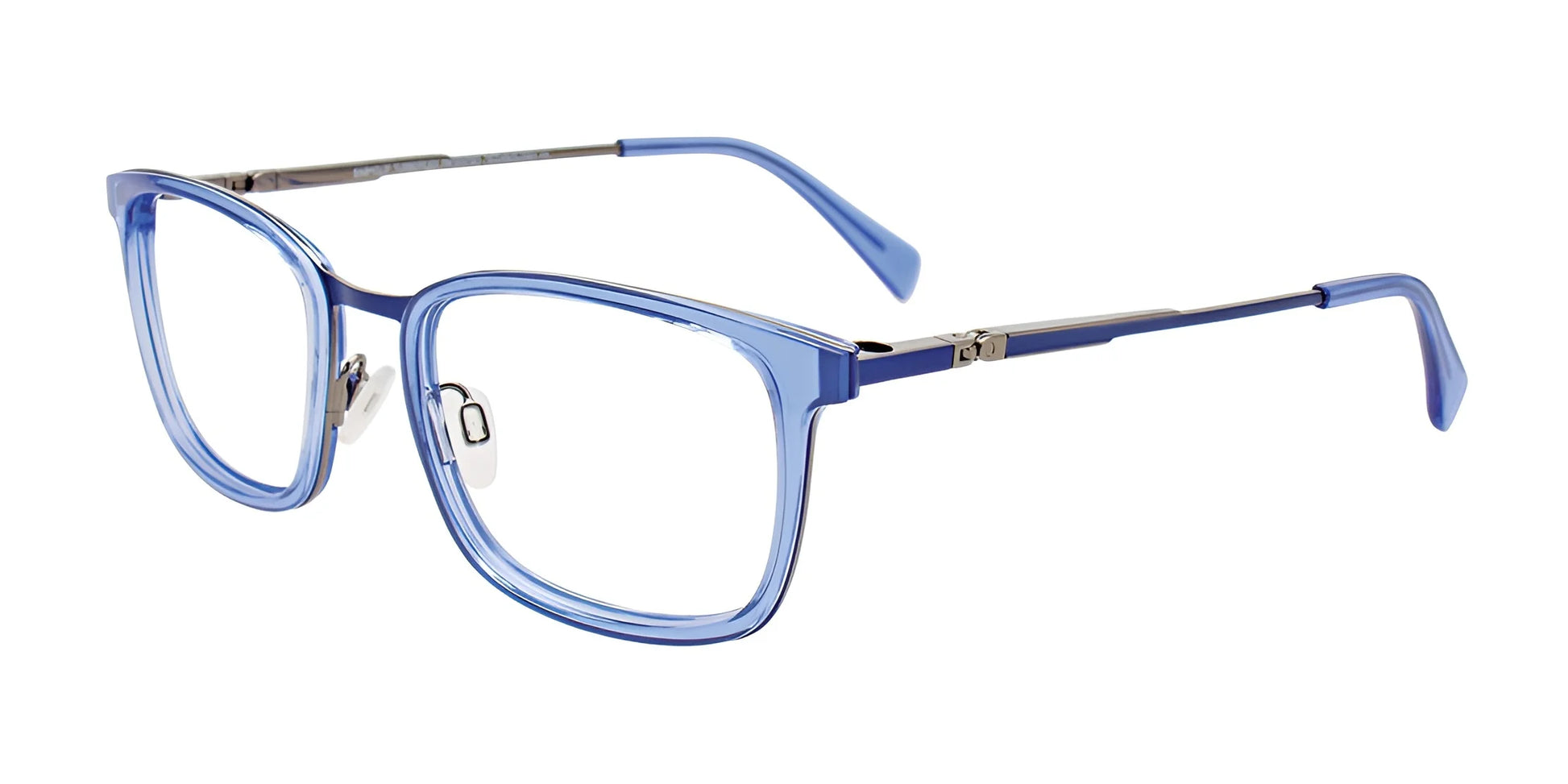 EasyClip EC617 Eyeglasses with Clip-on Sunglasses Crystal Blue