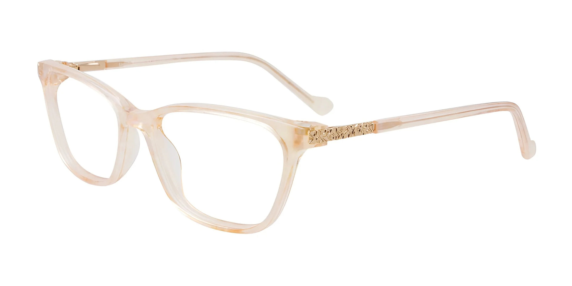 EasyClip EC618 Eyeglasses with Clip-on Sunglasses Beige Transp Prl Effect & Gold