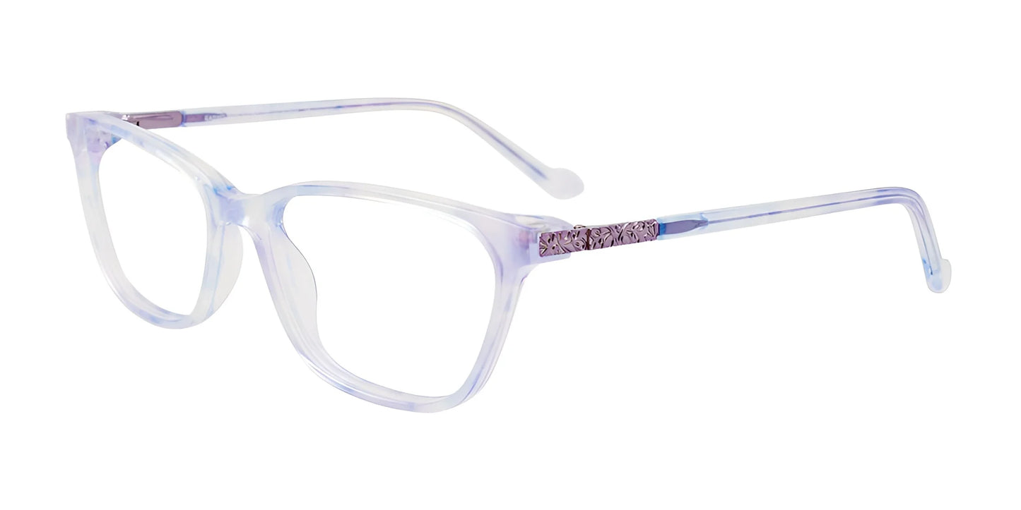 EasyClip EC618 Eyeglasses with Clip-on Sunglasses Blue Transp Prl Eff & Lt Lilac