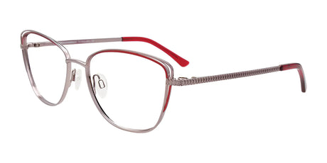 EasyClip EC619 Eyeglasses with Clip-on Sunglasses Shiny Steel & Red