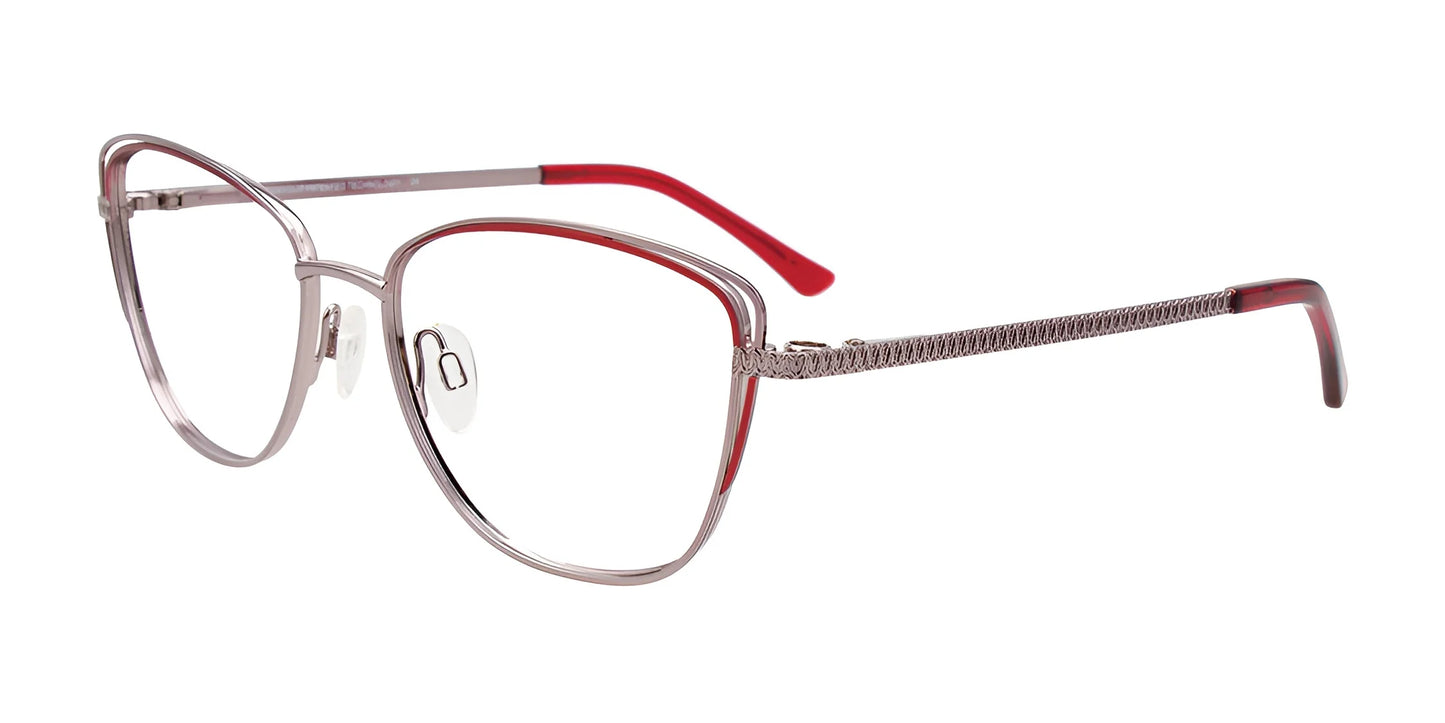 EasyClip EC619 Eyeglasses with Clip-on Sunglasses Shiny Steel & Red