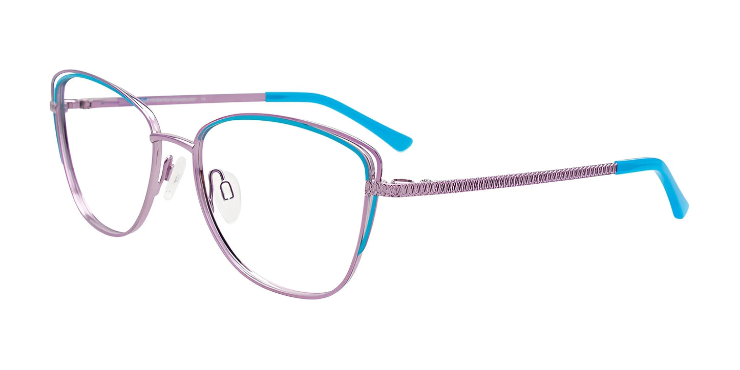 EasyClip EC619 Eyeglasses with Clip-on Sunglasses Shiny Lt Lilac & Blue