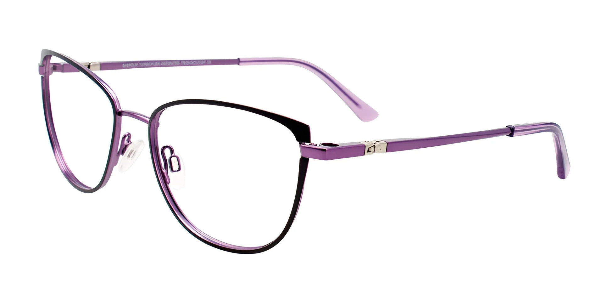 EasyClip EC624 Eyeglasses with Clip-on Sunglasses Black & Light Purple