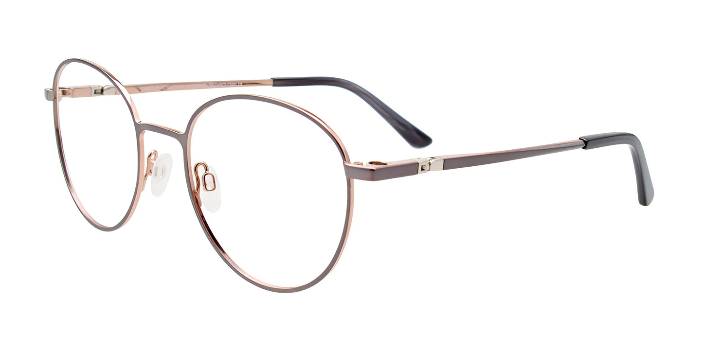 EasyClip EC625 Eyeglasses with Clip-on Sunglasses Light Grey & Pink Gold