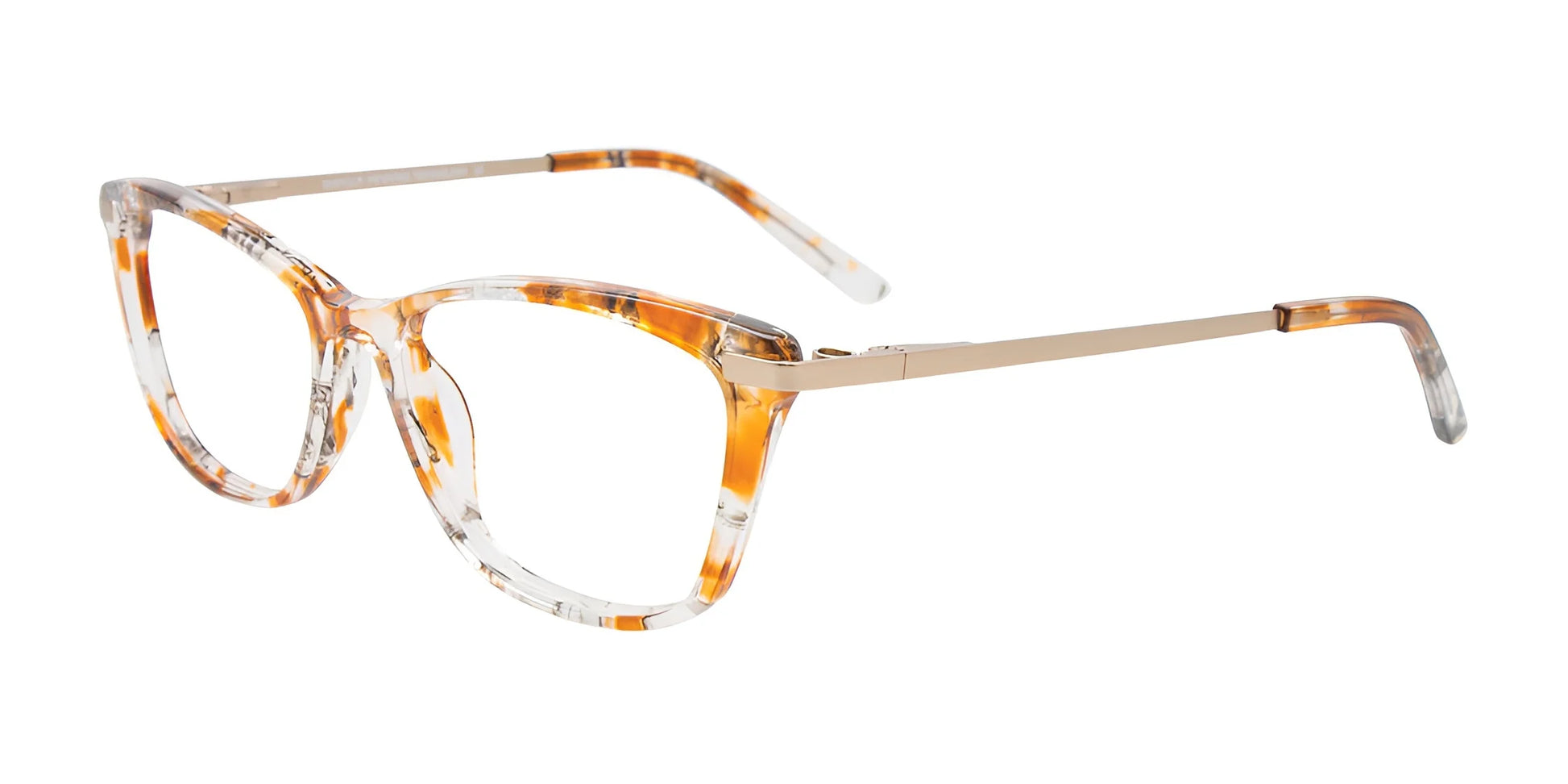 EasyClip EC628 Eyeglasses with Clip-on Sunglasses Amber & Grey & Crystal / Sat Gold