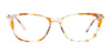 EasyClip EC628 Eyeglasses with Clip-on Sunglasses | Size 50 / Amber & Grey & Crystal/Sat Gold
