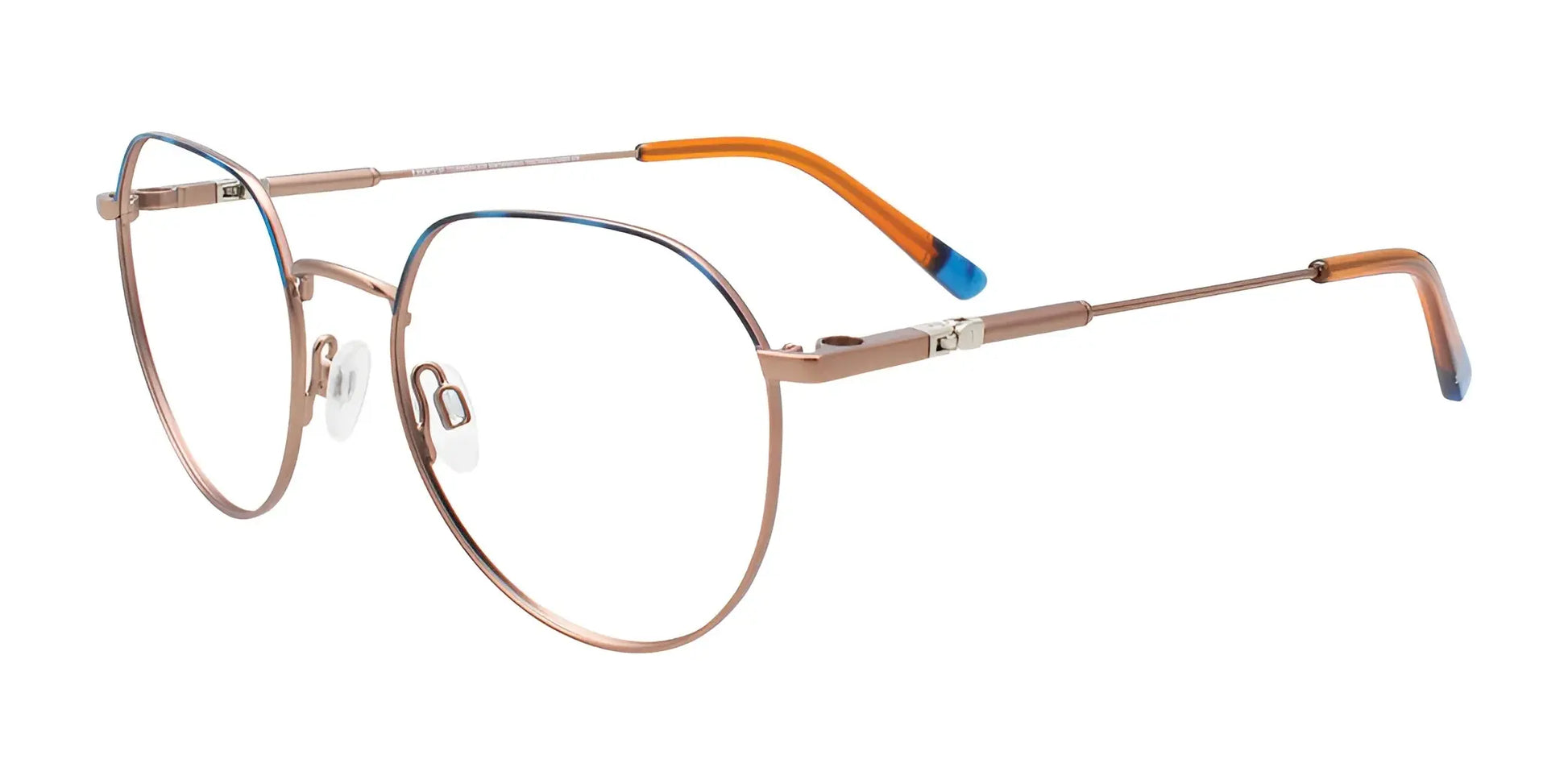 EasyClip EC633 Eyeglasses with Clip-on Sunglasses Satin Gold & Blue Tortoise