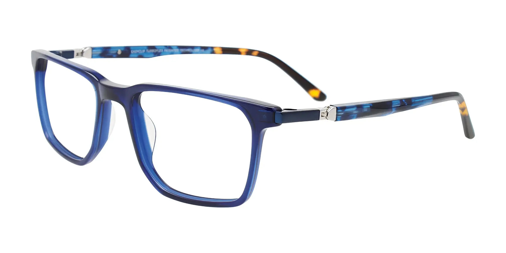 EasyClip EC634 Eyeglasses with Clip-on Sunglasses Crystal Dark Blue