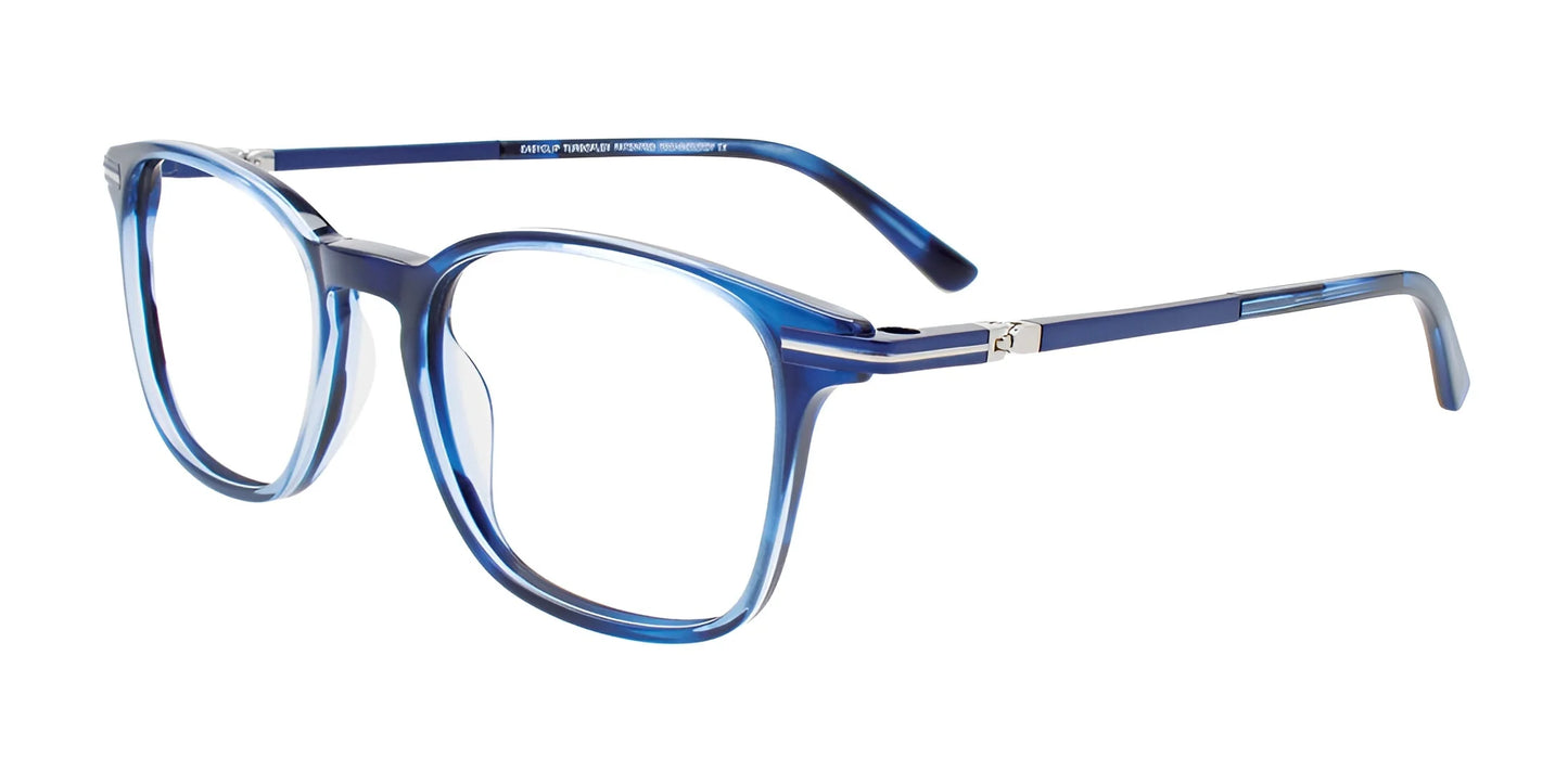 EasyClip EC637 Eyeglasses with Clip-on Sunglasses Marbled Blue / Blue