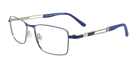 EasyClip EC638 Eyeglasses with Clip-on Sunglasses Navy Blue & Silver