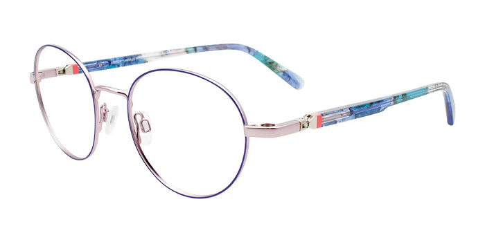 EasyClip EC642 Eyeglasses with Clip-on Sunglasses | Size 50 / Blue & Lavender