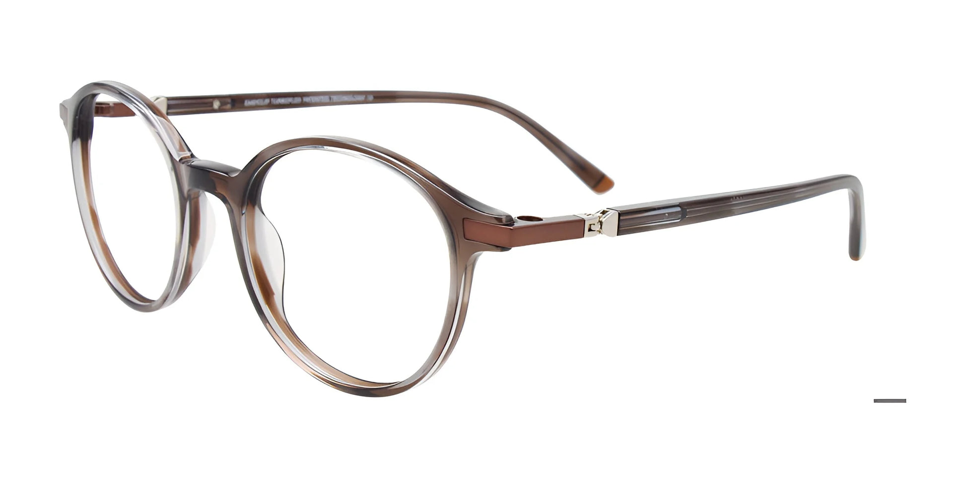 EasyClip EC647 Eyeglasses with Clip-on Sunglasses Greysh Brown & Brown