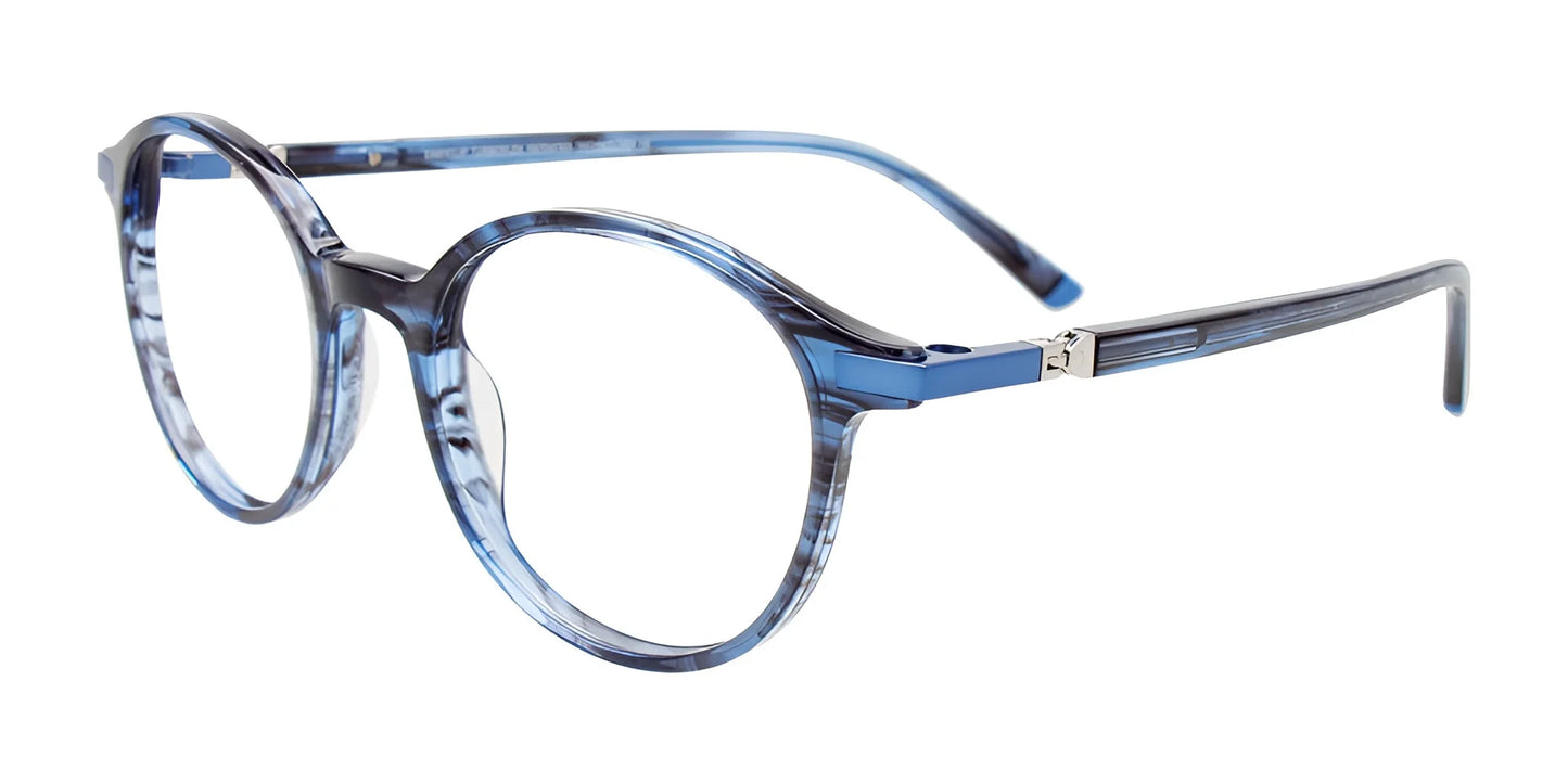 EasyClip EC647 Eyeglasses with Clip-on Sunglasses Marble Blue Grey & Blue
