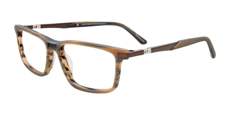 EasyClip EC648 Eyeglasses with Clip-on Sunglasses Matt Marble Brown / Bronze