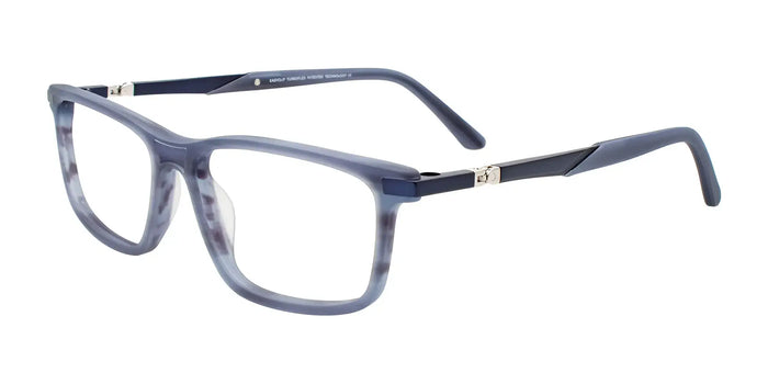 EasyClip EC648 Eyeglasses with Clip-on Sunglasses | Size 54 / Matt Marble Blue / Blue