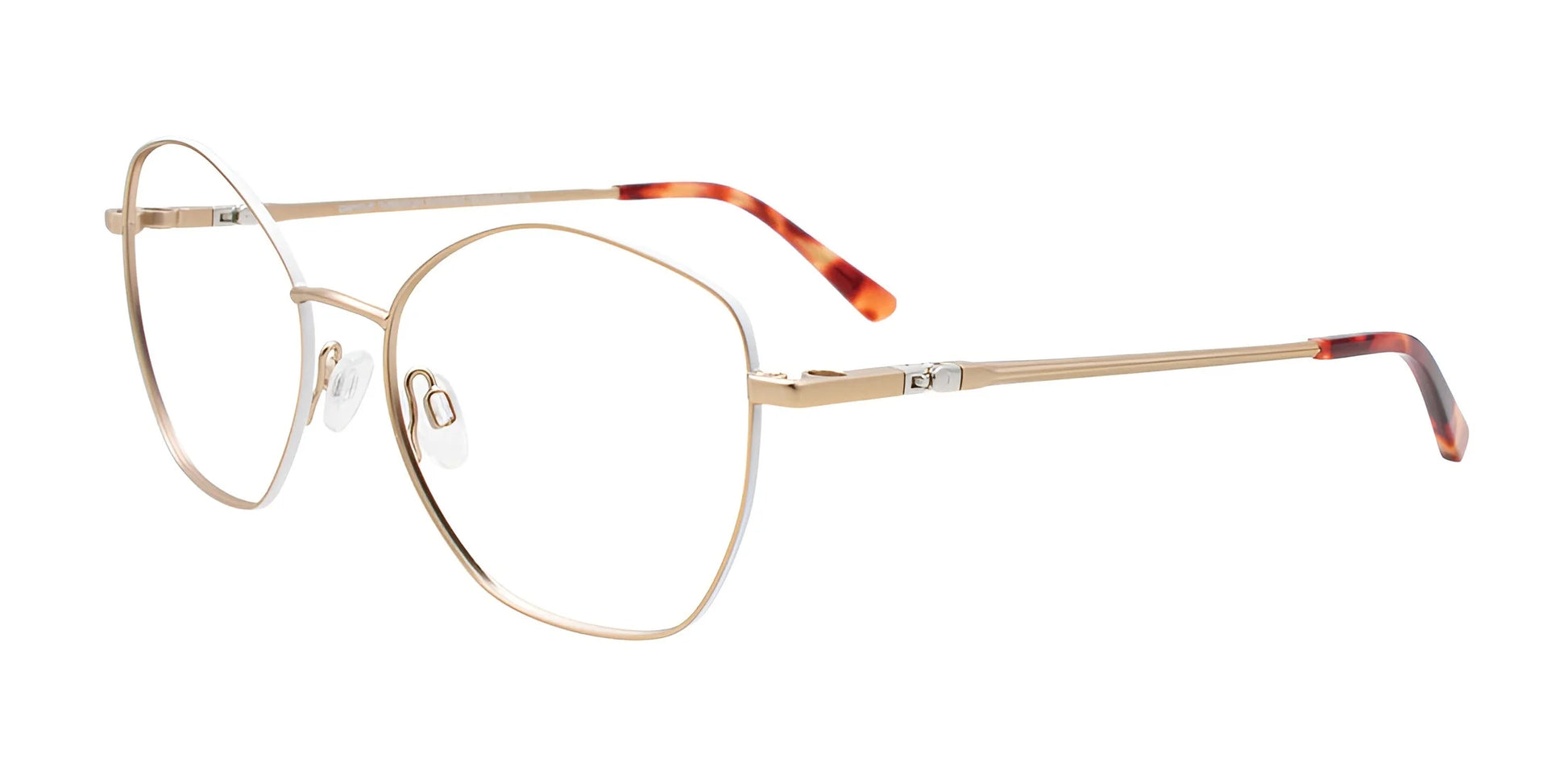 EasyClip EC650 Eyeglasses with Clip-on Sunglasses Satin Gold & White