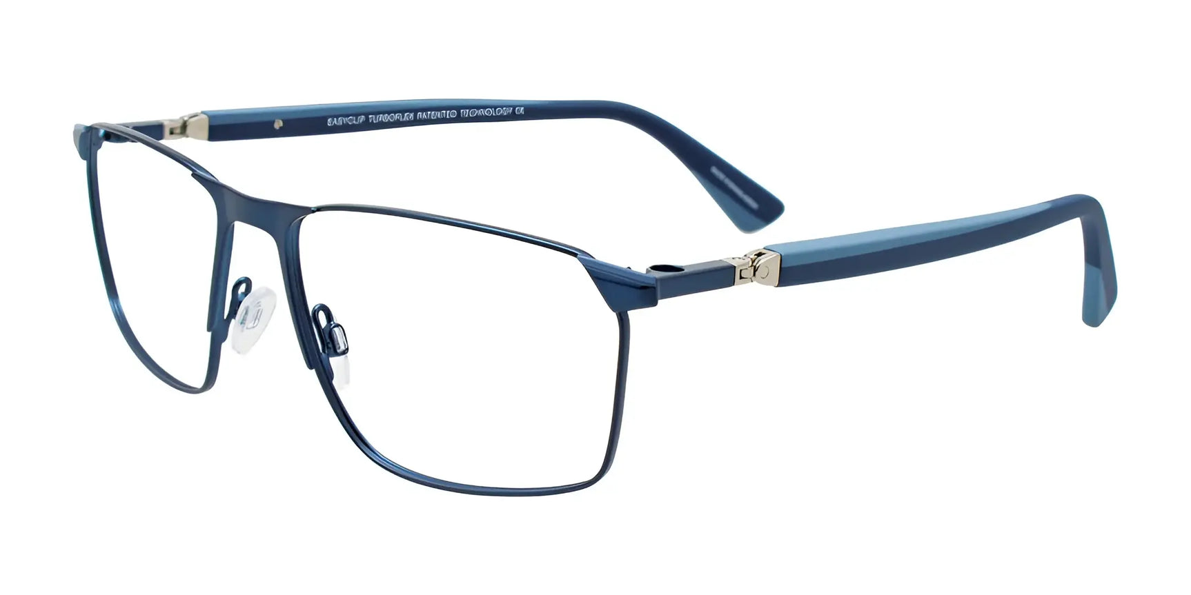 EasyClip EC652 Eyeglasses with Clip-on Sunglasses Dark Blue & Light Blue