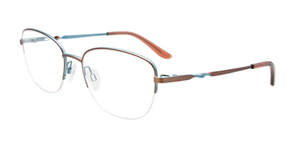 EasyClip EC661 Eyeglasses with Clip-on Sunglasses Light Brown & Light Blue