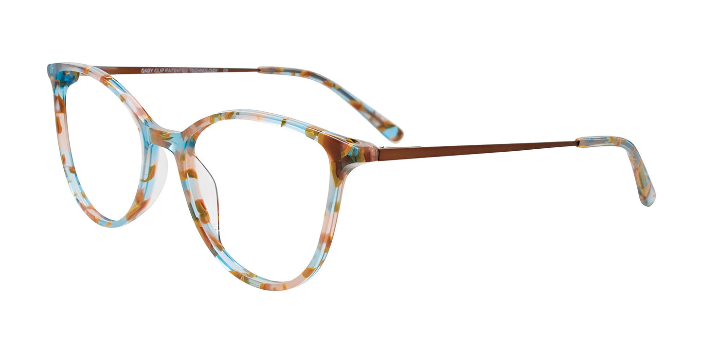 EasyClip EC673 Eyeglasses with Clip-on Sunglasses Brown & Turquoise Mix Design