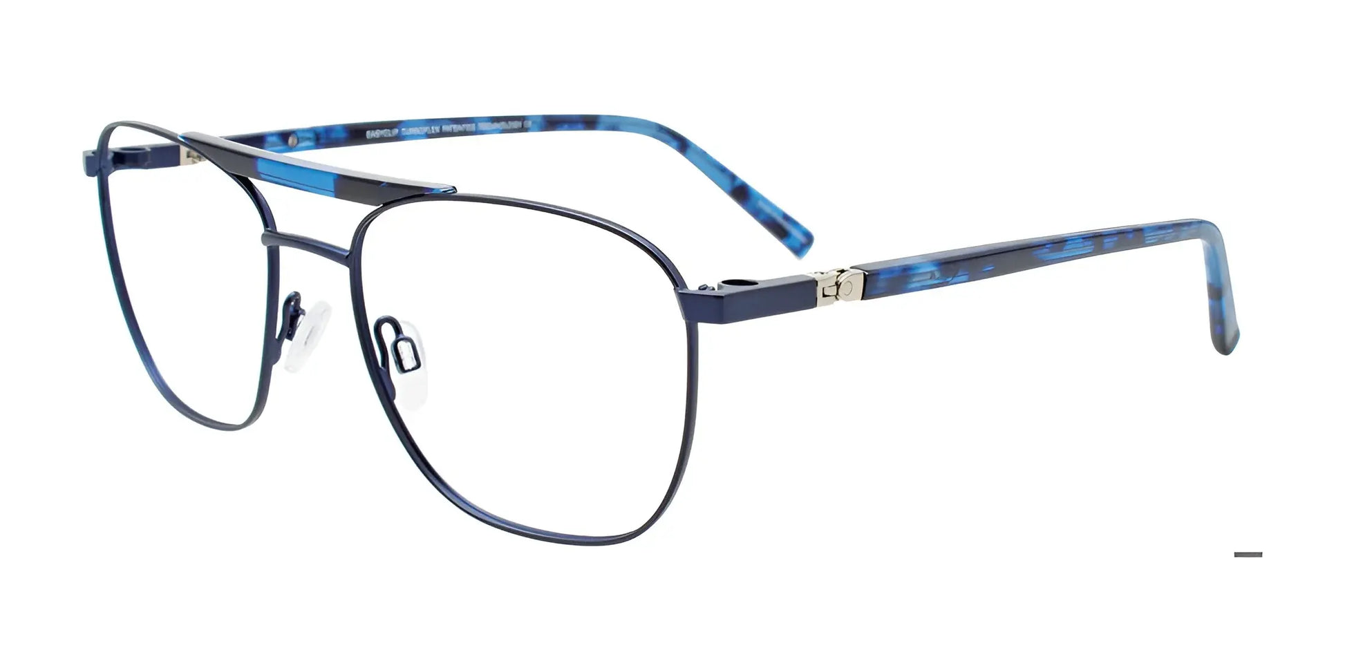 EasyClip EC674 Eyeglasses with Clip-on Sunglasses Blue & Blue Tortoise