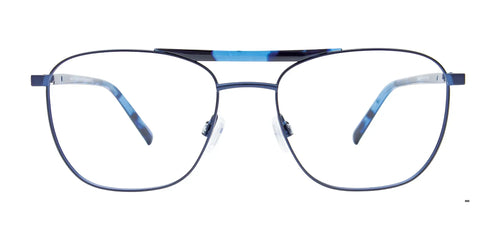 EasyClip EC674 Eyeglasses with Clip-on Sunglasses / Size 54 / Blue & Blue Tortoise