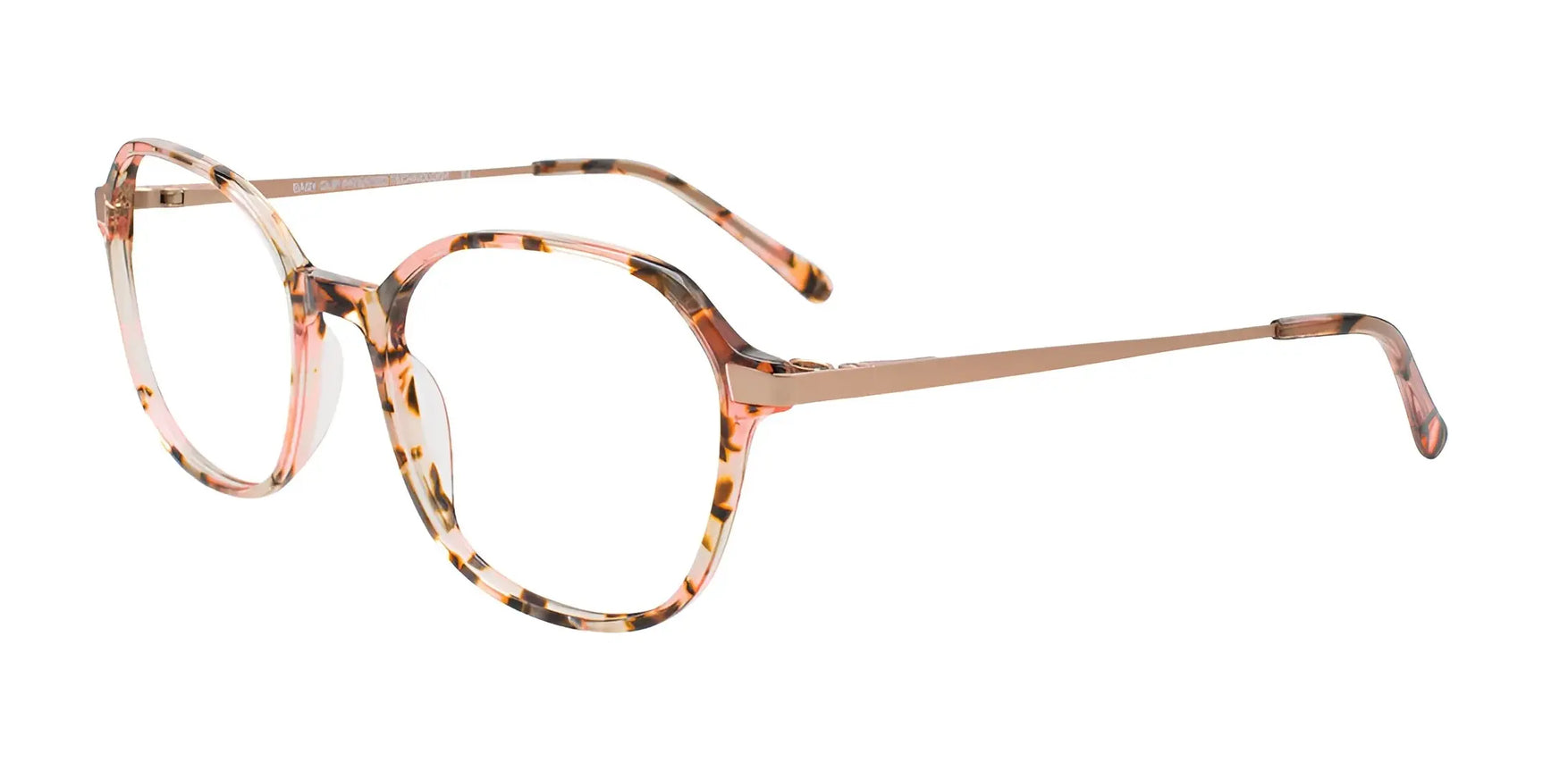 EasyClip EC676 Eyeglasses with Clip-on Sunglasses Beige & Pink Tortoise / Rose Gold