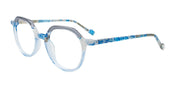 EasyClip EC679 Eyeglasses with Clip-on Sunglasses | Size 49 / Transparent Grey & Blue