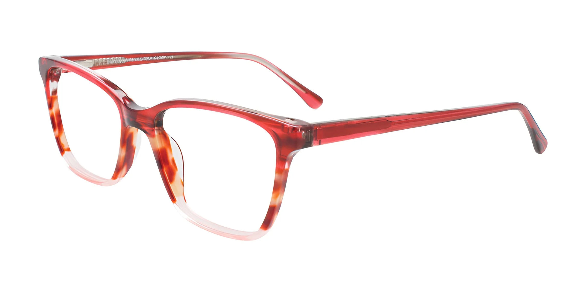 EasyClip EC680 Eyeglasses with Clip-on Sunglasses Trans Red & Marble Brown & Pink