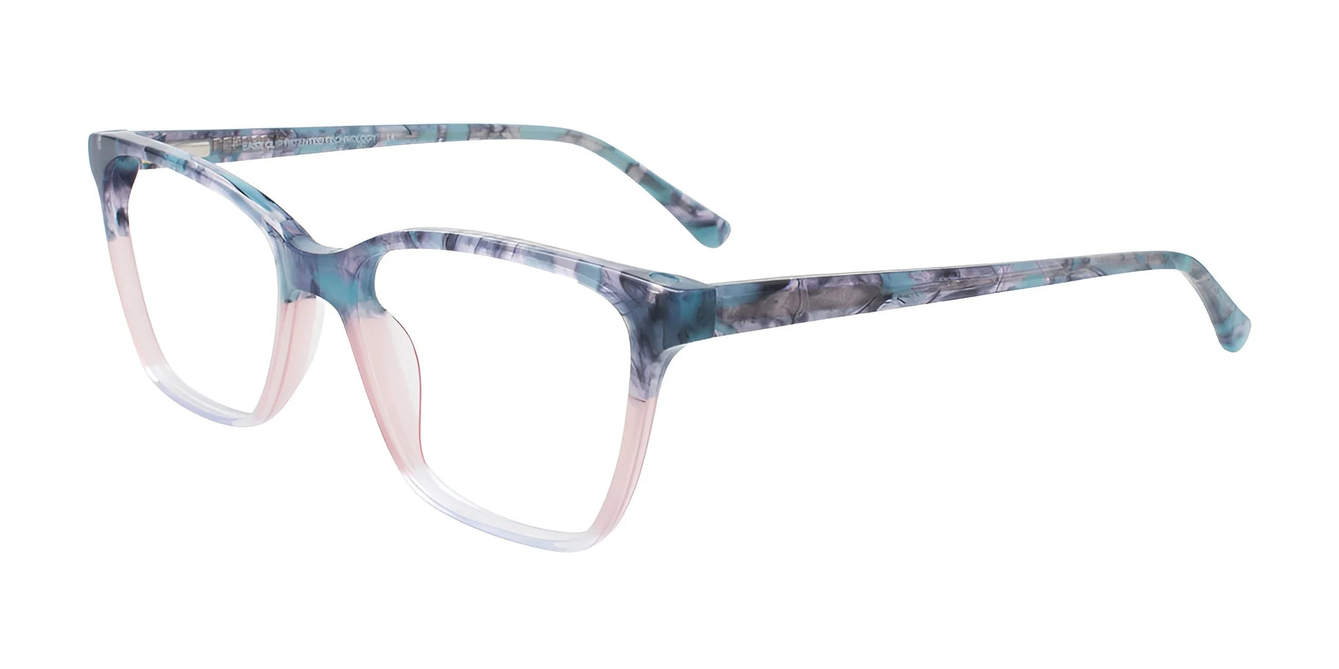 EasyClip EC680 Eyeglasses with Clip-on Sunglasses Trans Marble Blue & Pink & Crystal