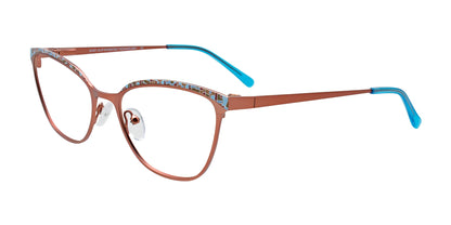 EasyClip EC681 Eyeglasses with Clip-on Sunglasses Pink Gold & Mix Patterned Browline