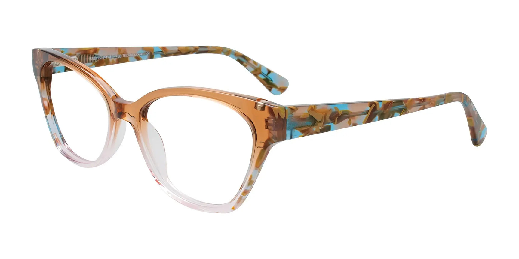 EasyClip EC682 Eyeglasses with Clip-on Sunglasses Transp Brown To Pink Gradient / Marble Brown